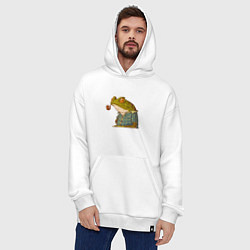 Толстовка-худи оверсайз Мудрая лягушка, цвет: белый — фото 2