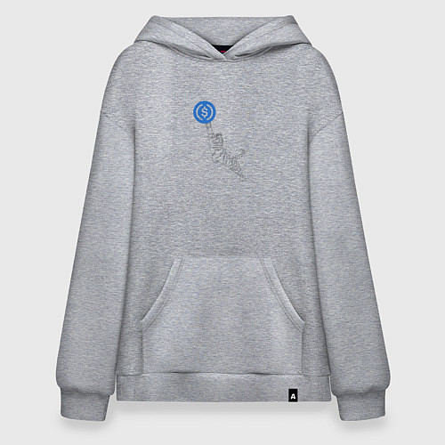 Худи оверсайз Криптовалюта УСД Коин с тигром / Меланж – фото 1