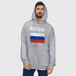 Толстовка-худи оверсайз Russian Flag, цвет: меланж — фото 2