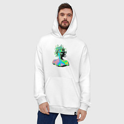 Толстовка-худи оверсайз Gorgon Medusa Vaporwave Neon, цвет: белый — фото 2