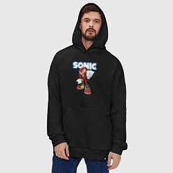 Толстовка-худи оверсайз Knuckles Echidna Sonic Video game Ехидна Наклз Вид, цвет: черный — фото 2
