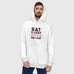 Толстовка-худи оверсайз Надпись: Eat Sleep Dota Repeat, цвет: белый — фото 2