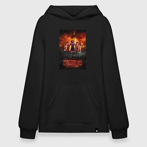 Худи оверсайз Очень странные дела, персонажи / Черный – фото 1