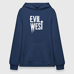 Толстовка-худи оверсайз Evil west logo, цвет: тёмно-синий