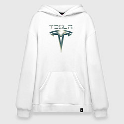 Худи оверсайз Tesla Logo Тесла Логотип Карбон