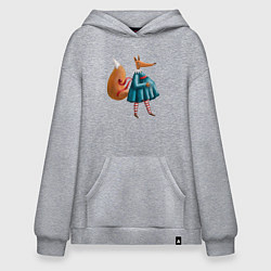 Толстовка-худи оверсайз Беременная лисица, цвет: меланж