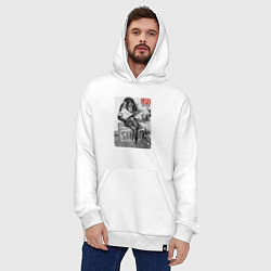 Толстовка-худи оверсайз LIFE NEWS:monkeys, цвет: белый — фото 2