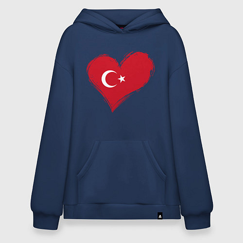 Худи оверсайз Сердце - Турция / Тёмно-синий – фото 1
