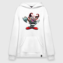 Толстовка-худи оверсайз Злой клоун с топором, цвет: белый