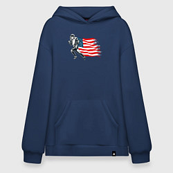 Толстовка-худи оверсайз Американский футбол с флагом США, цвет: тёмно-синий