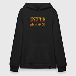 Толстовка-худи оверсайз Led Zeppelin - logotype, цвет: черный