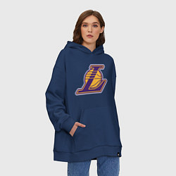Толстовка-худи оверсайз Los Angeles Lakers NBA logo, цвет: тёмно-синий — фото 2
