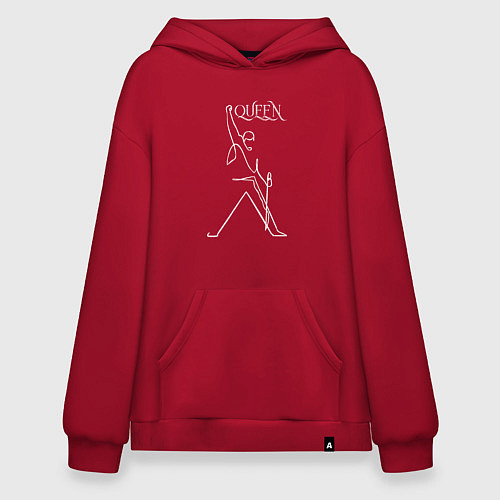 Худи оверсайз Queen- Фредди и микрофон / Красный – фото 1
