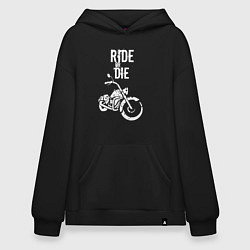 Толстовка-худи оверсайз Ride or Die винтаж, цвет: черный