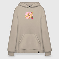 Толстовка-худи оверсайз Маникюр, цвет: миндальный