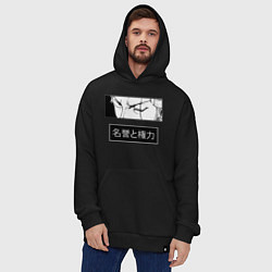 Толстовка-худи оверсайз Взгляд Зоро - Вон пис, цвет: черный — фото 2