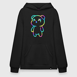 Толстовка-худи оверсайз Cool neon bear, цвет: черный