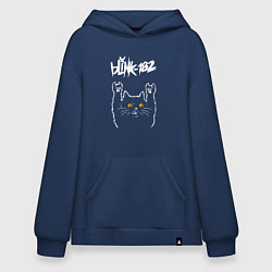 Толстовка-худи оверсайз Blink 182 rock cat, цвет: тёмно-синий