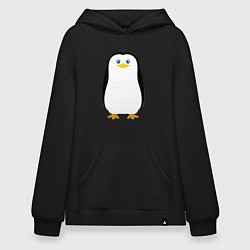 Толстовка-худи оверсайз Красивый пингвин, цвет: черный