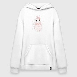 Толстовка-худи оверсайз Cute white rabbit, цвет: белый