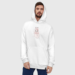 Толстовка-худи оверсайз Cute white rabbit, цвет: белый — фото 2