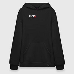 Толстовка-худи оверсайз Логотип N7, цвет: черный