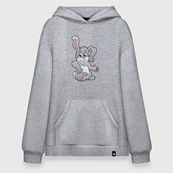 Толстовка-худи оверсайз Серый кролик - символ 2023, цвет: меланж