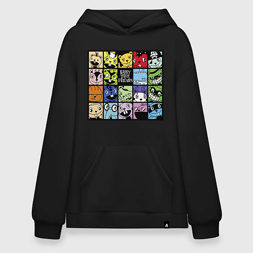 Худи оверсайз All happy three friends / Черный – фото 1