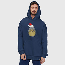 Толстовка-худи оверсайз Totoro Santa, цвет: тёмно-синий — фото 2