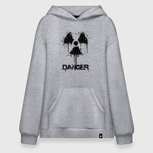 Худи оверсайз Danger radiation symbol / Меланж – фото 1