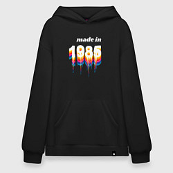 Толстовка-худи оверсайз Made in 1985 liquid art, цвет: черный