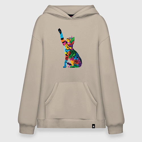 Худи оверсайз Бенгальская кошка / Миндальный – фото 1