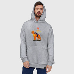 Толстовка-худи оверсайз Stray - cat logo, цвет: меланж — фото 2