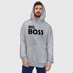 Толстовка-худи оверсайз Большой босс - темная, цвет: меланж — фото 2