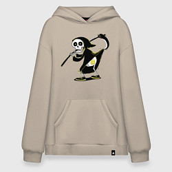 Толстовка-худи оверсайз Smiling death, цвет: миндальный