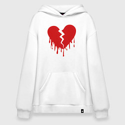 Толстовка-худи оверсайз Большое разбитое сердце, цвет: белый
