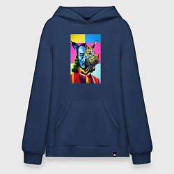 Толстовка-худи оверсайз Сальвадор Дали и носорог, цвет: тёмно-синий