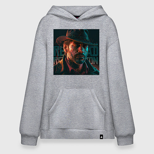Худи оверсайз Red Dead redemption, dark Arthur / Меланж – фото 1