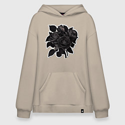 Худи оверсайз Букет и черные розы