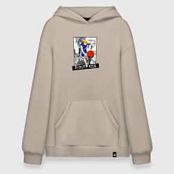 Толстовка-худи оверсайз Рёта Кисэ на фоне манги, цвет: миндальный