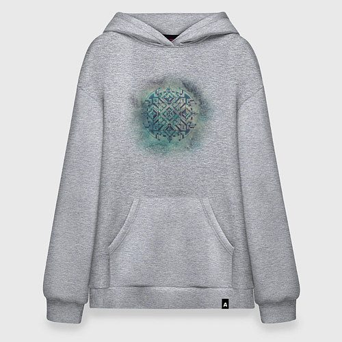 Худи оверсайз Мандала в космосе, синяя / Меланж – фото 1