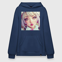 Толстовка-худи оверсайз Портрет Ноэлль, цвет: тёмно-синий