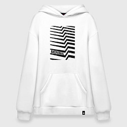 Толстовка-худи оверсайз Minimal надпись и полосы, цвет: белый