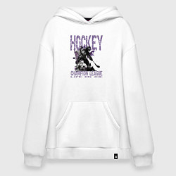Толстовка-худи оверсайз Hockey жизнь на льду, цвет: белый