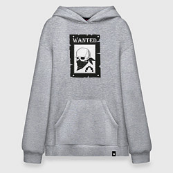 Толстовка-худи оверсайз Череп wanted, цвет: меланж