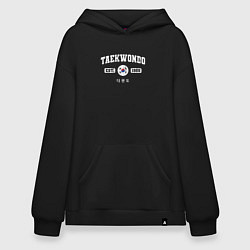 Толстовка-худи оверсайз Тхэквондо varsity style, цвет: черный