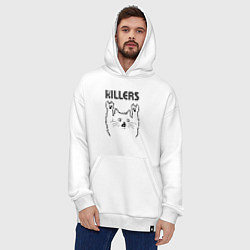 Толстовка-худи оверсайз The Killers - rock cat, цвет: белый — фото 2