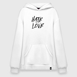 Толстовка-худи оверсайз Hate love Face, цвет: белый