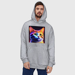 Толстовка-худи оверсайз Милый котик с большими глазами, цвет: меланж — фото 2