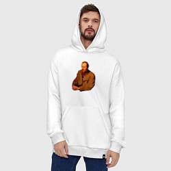 Толстовка-худи оверсайз Ф Достоевский, цвет: белый — фото 2